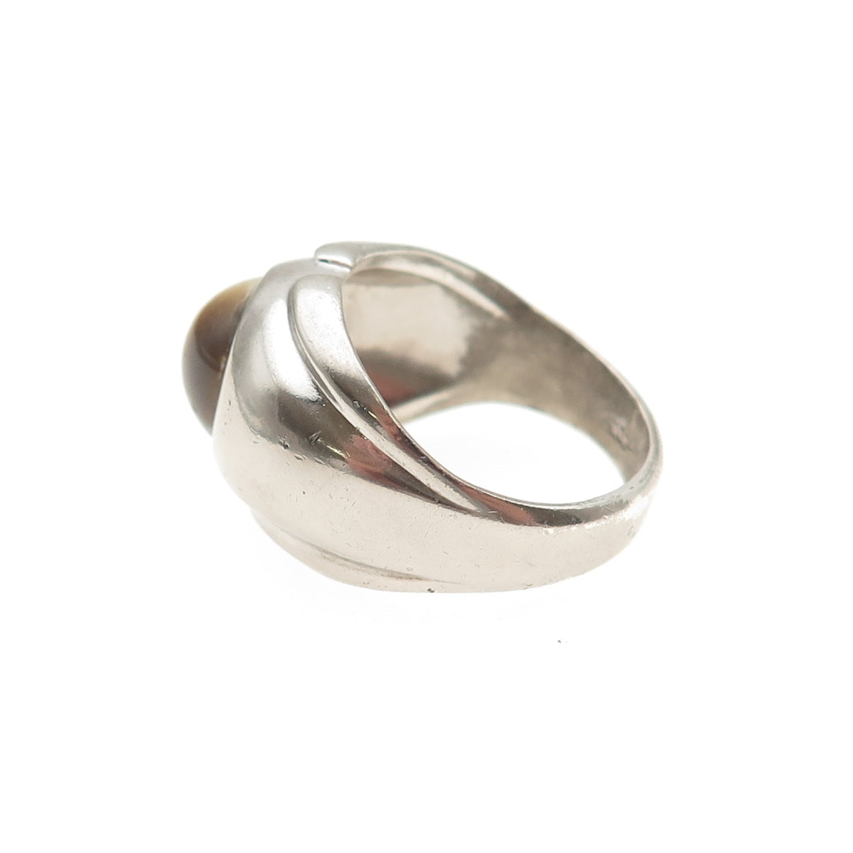 VARGAS 925 Sterling Silver Antique Art Deco Real Tiger Eye Ring Size 6