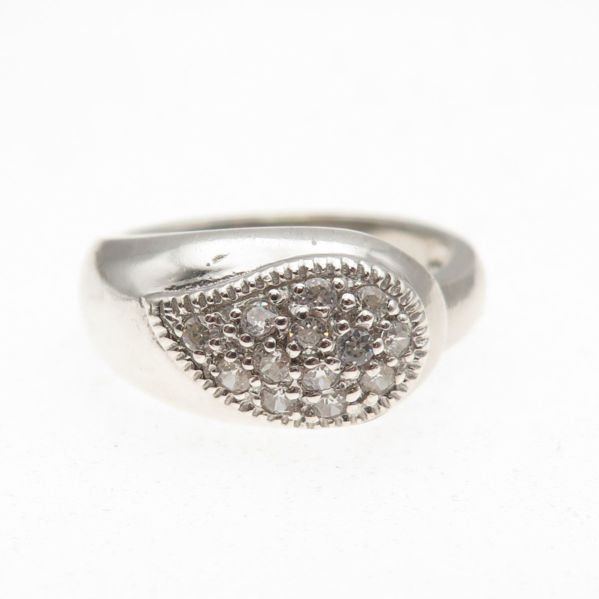 925 Sterling Silver Round-Cut C Z Teardrop Ring Size 8