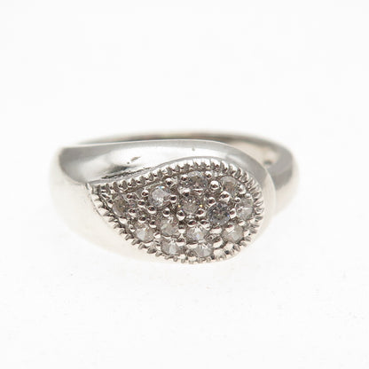 925 Sterling Silver Round-Cut C Z Teardrop Ring Size 8