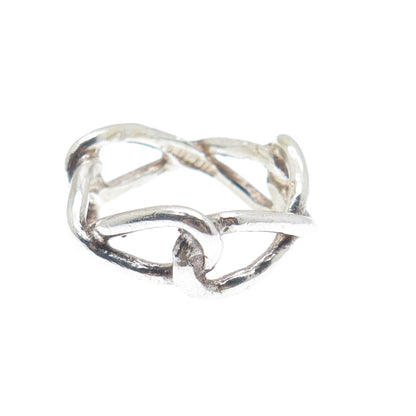 925 Sterling Silver Vintage Knot Modernist Band Ring Size 7