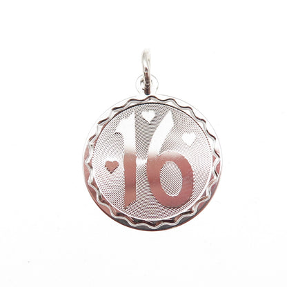 SPENCER 925 Sterling Silver Vintage Sweet 16 Charm Pendant