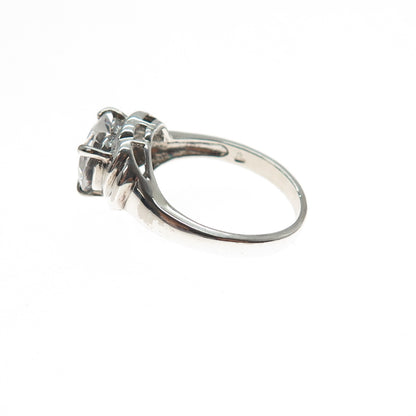 925 Sterling Silver Vintage Heart-Cut C Z Promise Ring Size 7.25