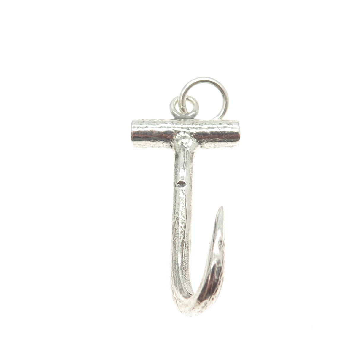 925 Sterling Silver Vintage Hook / Letter "J" Pendant