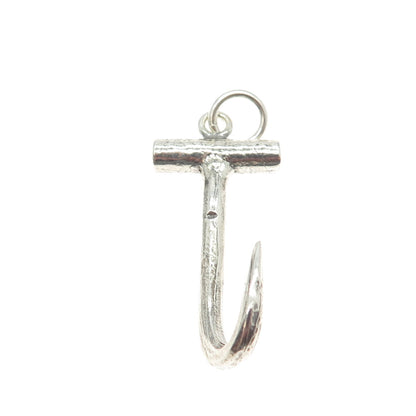 925 Sterling Silver Vintage Hook / Letter "J" Pendant