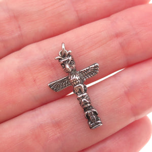Old Pawn Sterling Silver Vintage Southwestern Totem Pole Tribal Charm Pendant