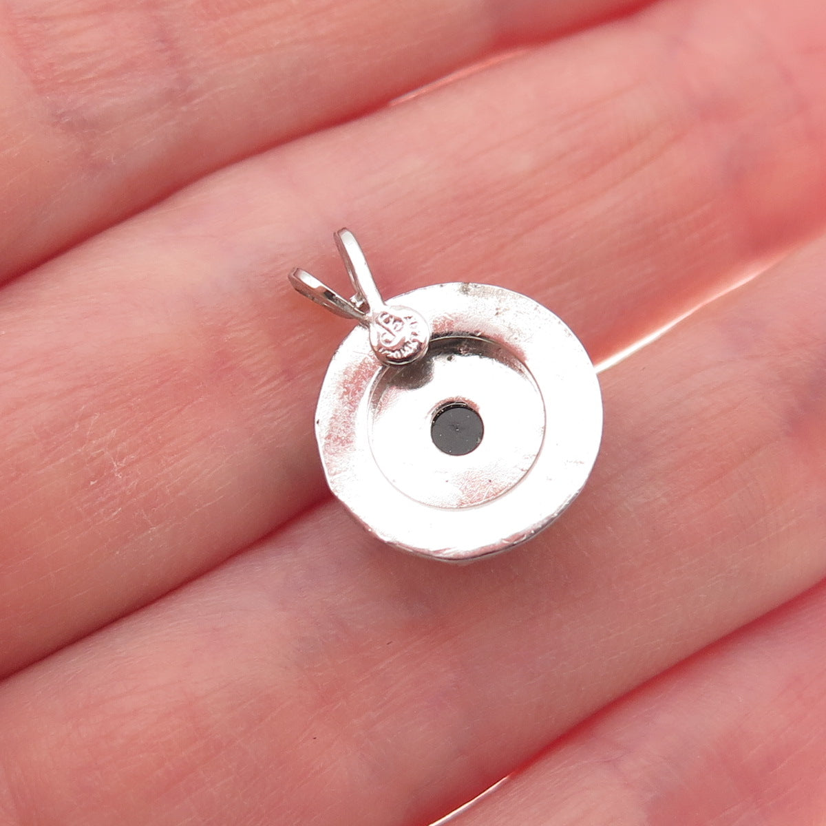 DCE Curtis Sterling Silver Antique Art Deco Real Black Onyx Mini Charm Pendant