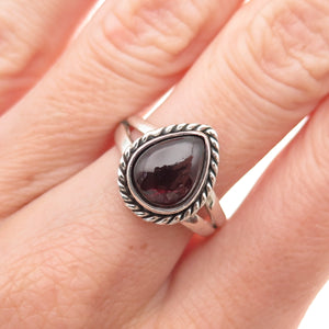 925 Sterling Silver Vintage Real Tourmaline Teardrop Oxidized Ring Size 7.5