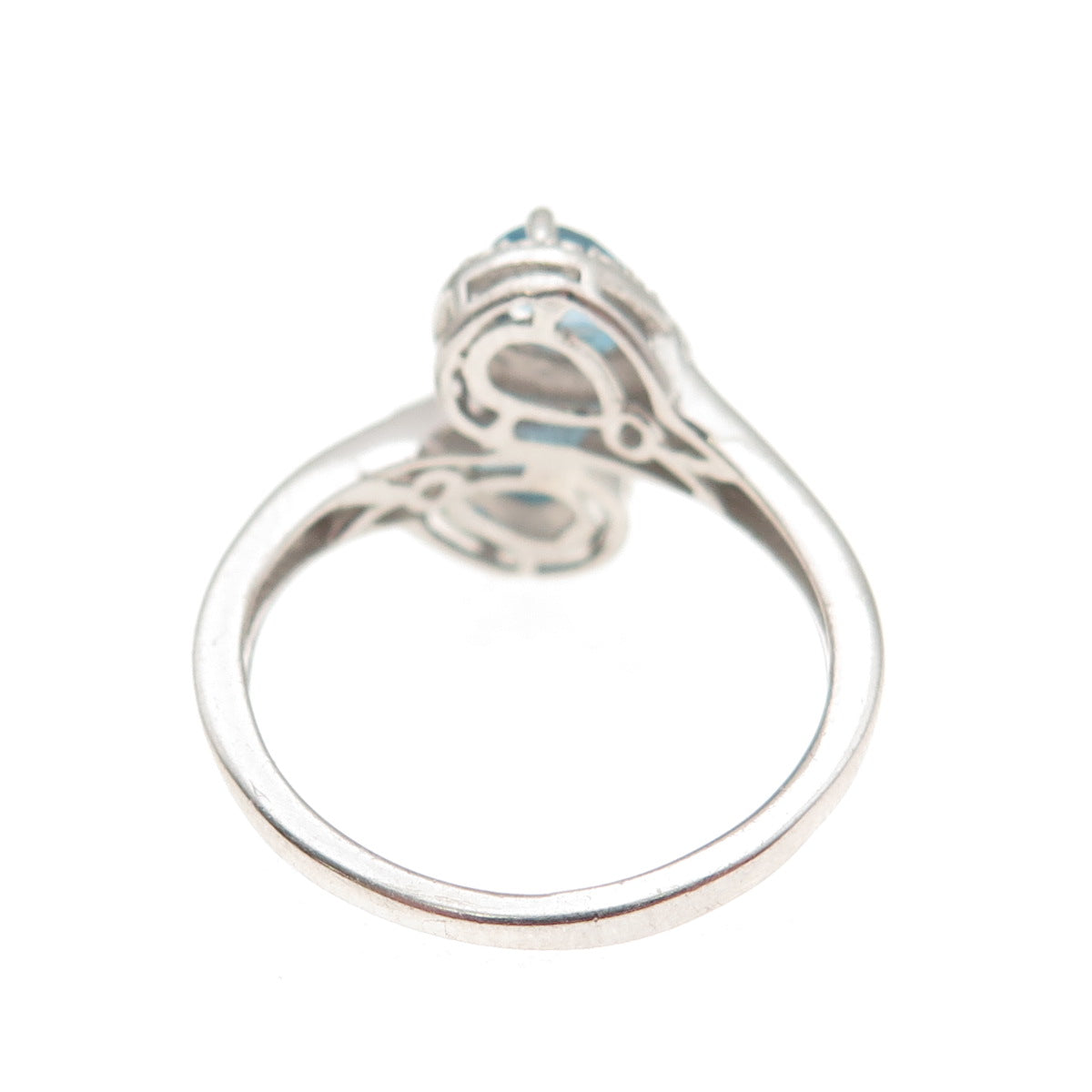 Chuck Clemency 925 Sterling Silver Real London Blue Topaz Bypass Ring Size 7