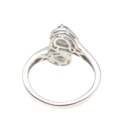 Chuck Clemency 925 Sterling Silver Real London Blue Topaz Bypass Ring Size 7