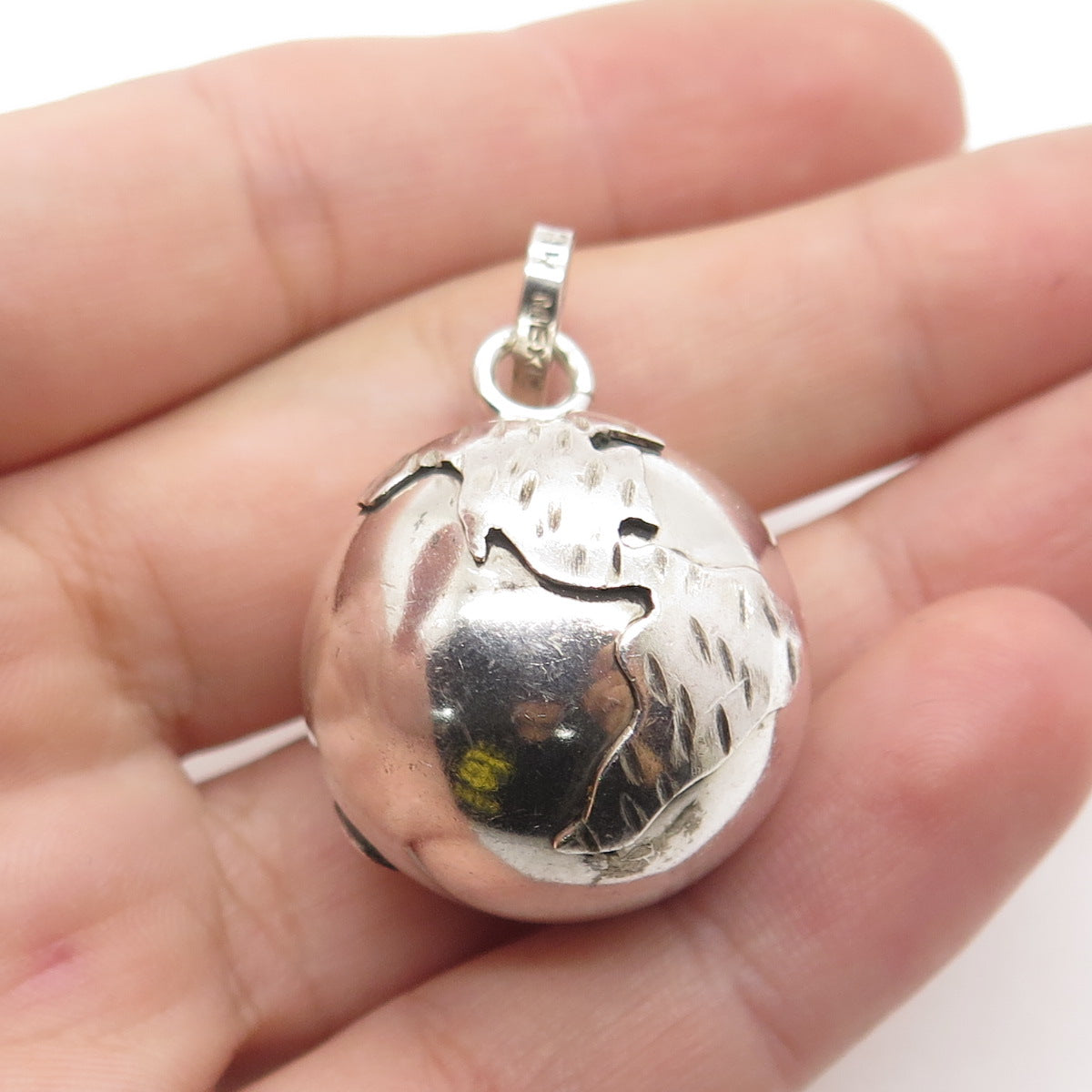 925 Sterling Silver Vintage Mexico Globe Ball Charm Pendant