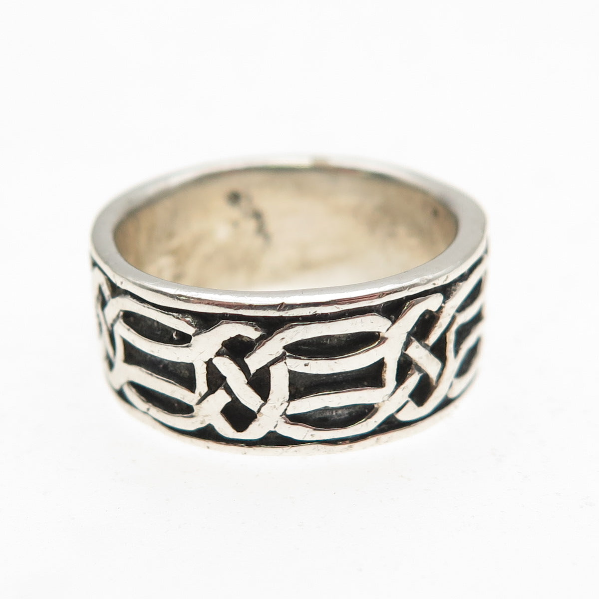 925 Sterling Silver Vintage Celtic Knot Oxidized Band Ring Size 6