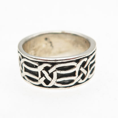 925 Sterling Silver Vintage Celtic Knot Oxidized Band Ring Size 6