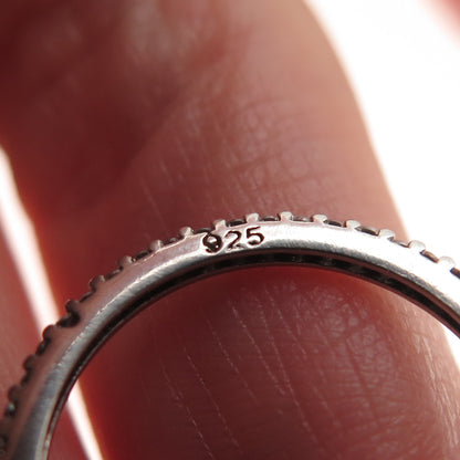 925 Sterling Silver Round-Cut C Z Eternity Stackable Band Ring Size 6.25
