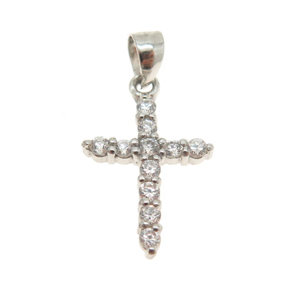 925 Sterling Silver Round-Cut C Z Cross Minimalist Pendant