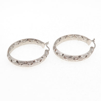 Annika Witt 925 Sterling Silver Diamond-Pattern In & Out Hoop Earrings