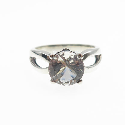 925 Sterling Silver Vintage Round-Cut C Z Engagement Ring Size 10