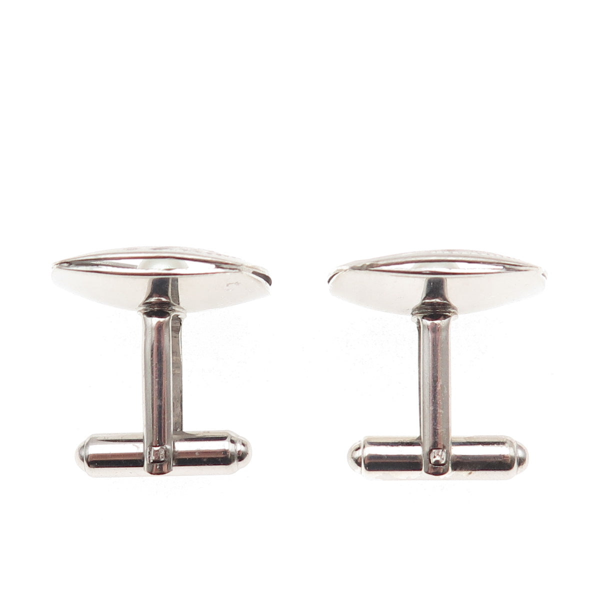 925 Sterling Silver Vintage Real Pearl Engraved Modernist Cufflinks