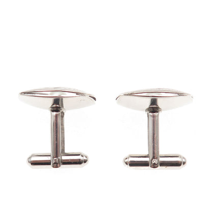 925 Sterling Silver Vintage Real Pearl Engraved Modernist Cufflinks