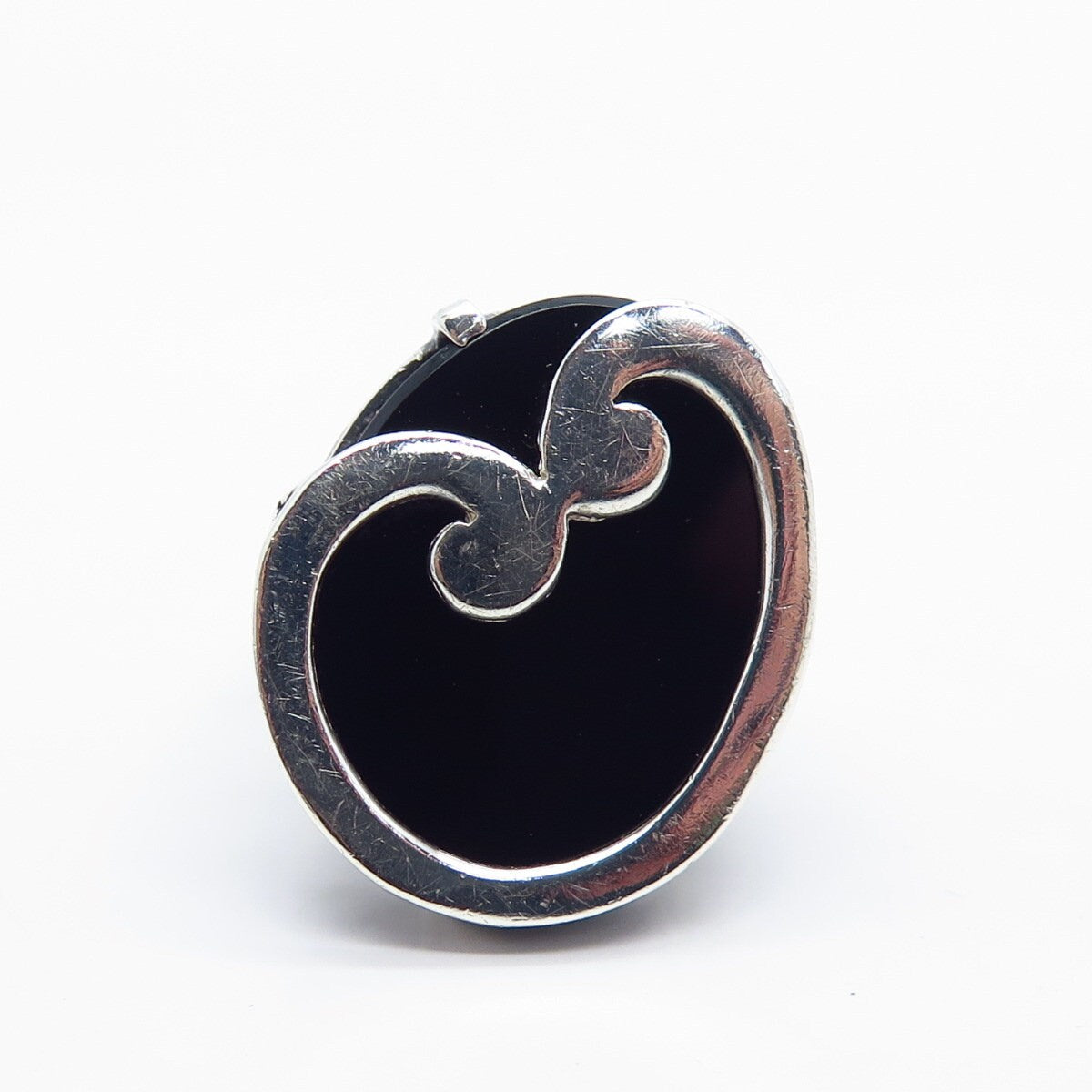 925 Sterling Silver Vintage Real Black Onyx Gemstone Ring Size 6.25