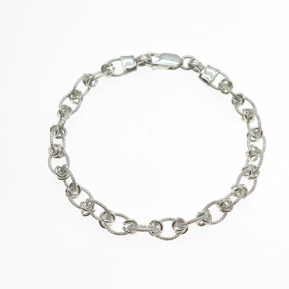 925 Sterling Silver Vintage Twisted Knot Oval Link Bracelet 7.25"