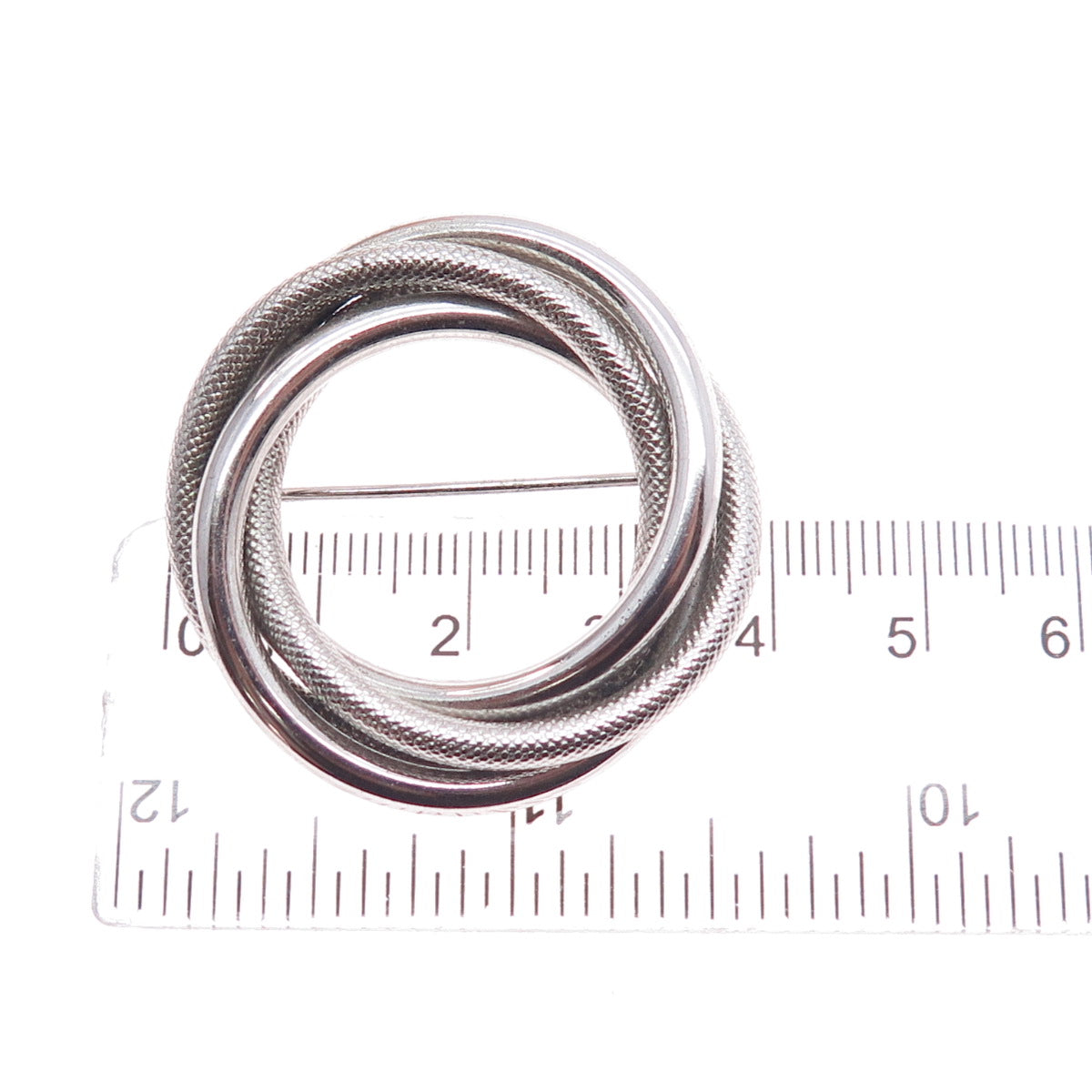 Harry S. Bick 925 Sterling Silver Vintage Interlocked Trinity Pin Brooch