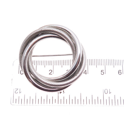 Harry S. Bick 925 Sterling Silver Vintage Interlocked Trinity Pin Brooch