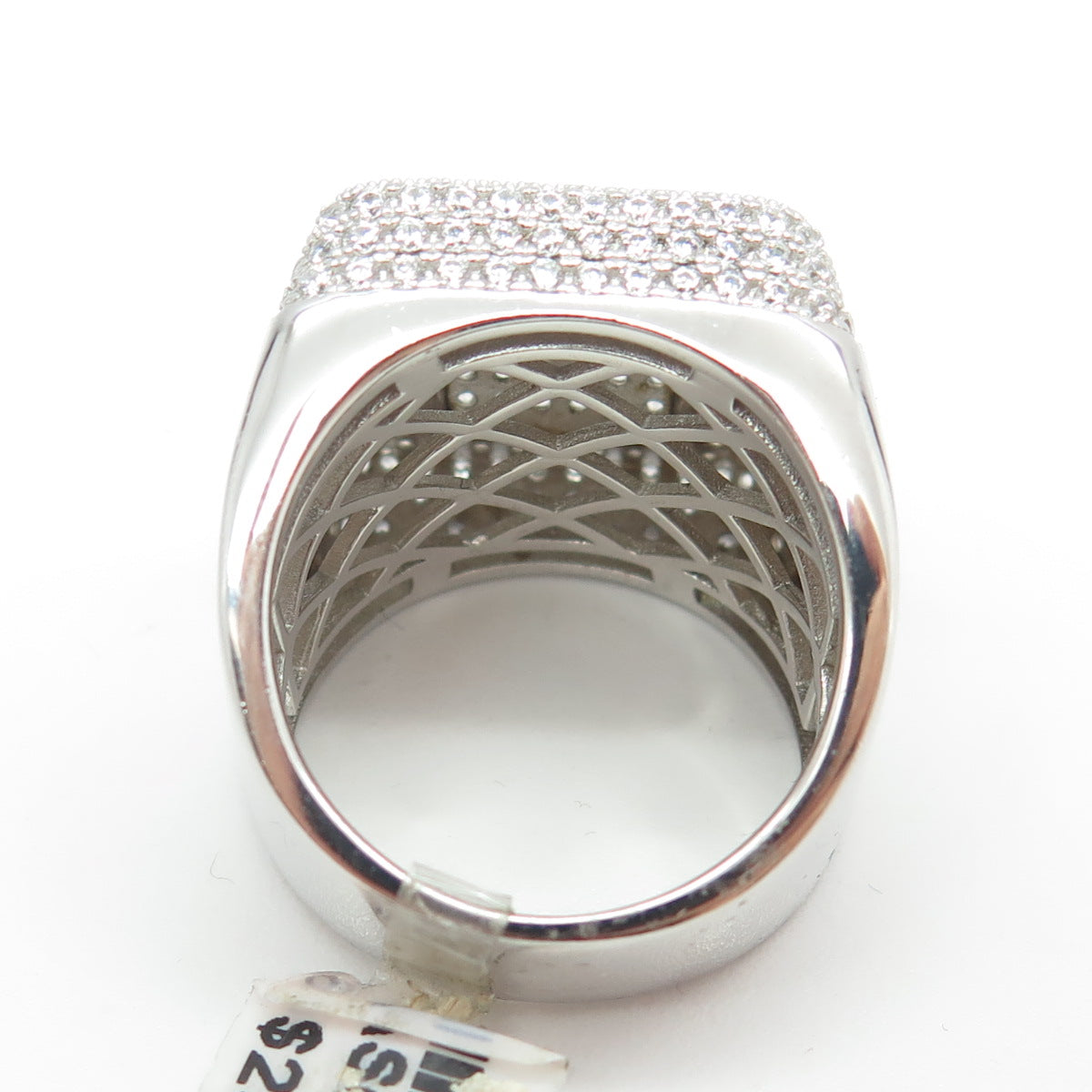 925 Sterling Silver Pave C Z Domed Ring Size 11.25
