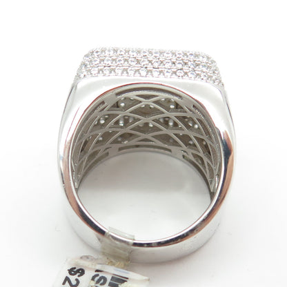 925 Sterling Silver Pave C Z Domed Ring Size 11.25