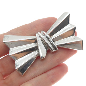 925 Sterling Silver Vintage DND Modernist Bow Pin Brooch