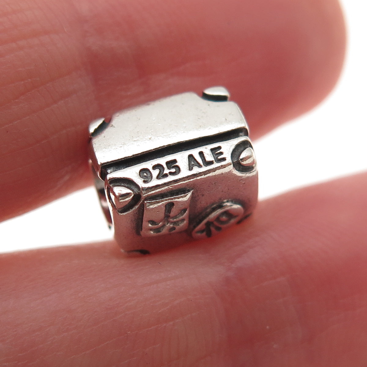 Pandora 925 Sterling Silver Paris Suitcase Slide Bead Charm