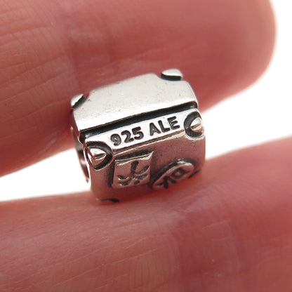 Pandora 925 Sterling Silver Paris Suitcase Slide Bead Charm