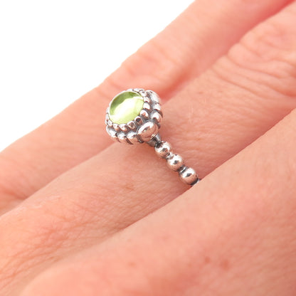 Pandora 925 Sterling Silver Real Peridot August Birthday Blooms Ring Size 5.25