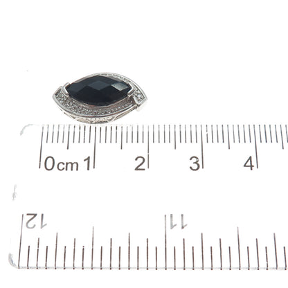 NEVADA 925 Sterling Silver Real Diamond & Black Spinel Minimalist Slide Pendant
