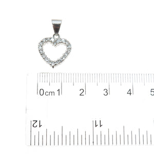 925 Sterling Silver Round-Cut C Z Heart Minimalist Charm Pendant