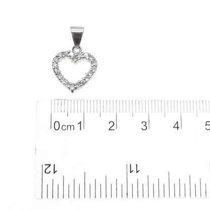 925 Sterling Silver Round-Cut C Z Heart Minimalist Charm Pendant