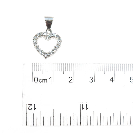 925 Sterling Silver Round-Cut C Z Heart Minimalist Charm Pendant