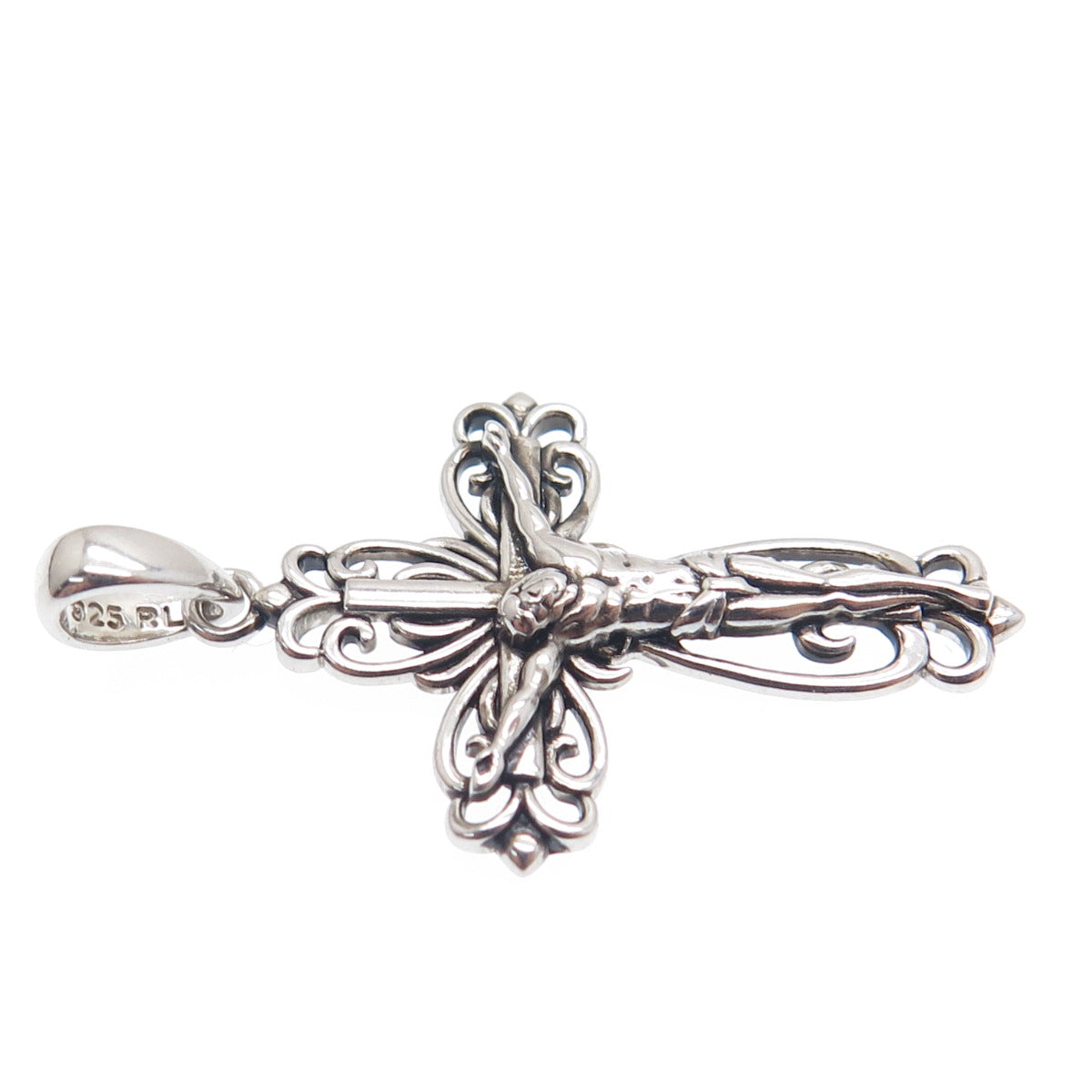 REGINA LANE 925 Sterling Silver Ornate Crucifix Cross Religious Pendant