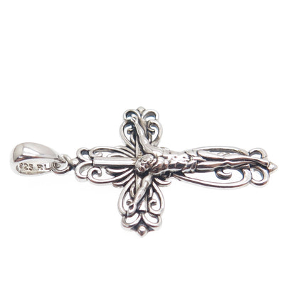 REGINA LANE 925 Sterling Silver Ornate Crucifix Cross Religious Pendant
