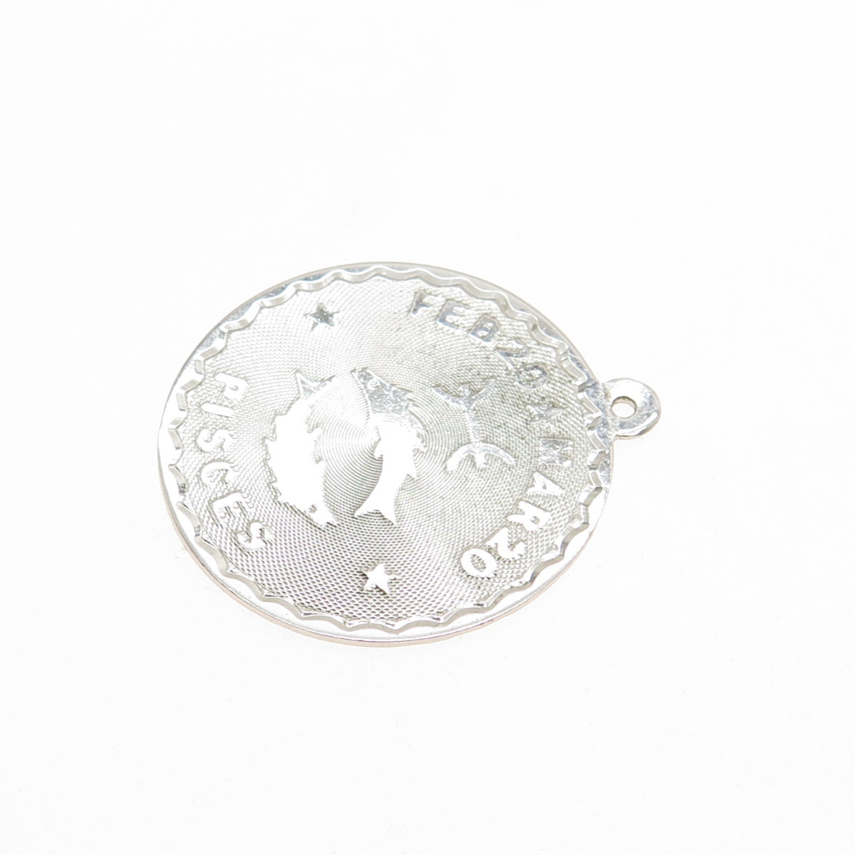 925 Sterling Silver Vintage Pisces Zodiac Sign Charm Pendant