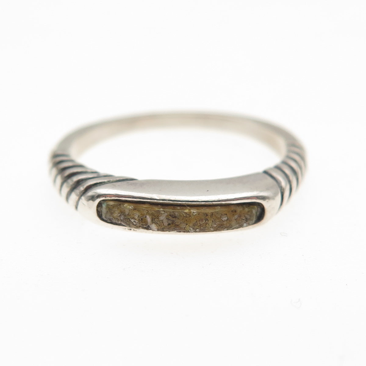 Carolyn Pollack 925 Sterling Silver Vintage Real MOP Inlay Stackable Ring Size 7