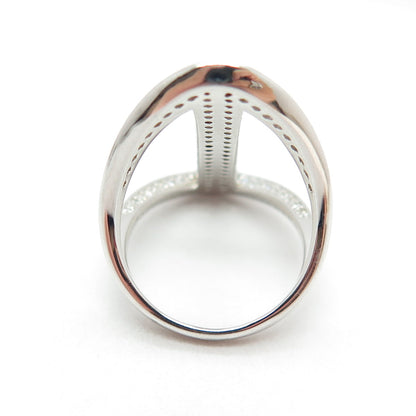 925 Sterling Silver Round-Cut C Z Modernist Ring Size 5