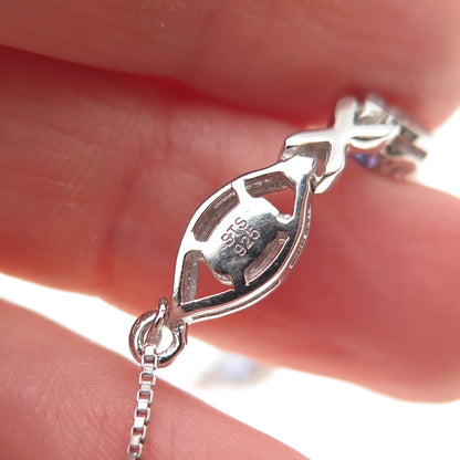 Chuck Clemency Sterling Silver Real Tanzanite Adjustable Bolo Bracelet 6-9.5"