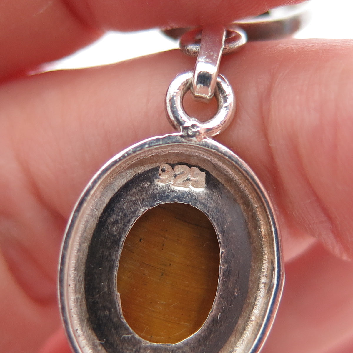 925 Sterling Silver Vintage Real Tiger Eye Station Oxidized Bracelet 7.25"