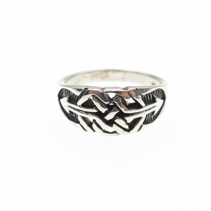 925 Sterling Silver Vintage Arrow Knot Oxidized Ring Size 6