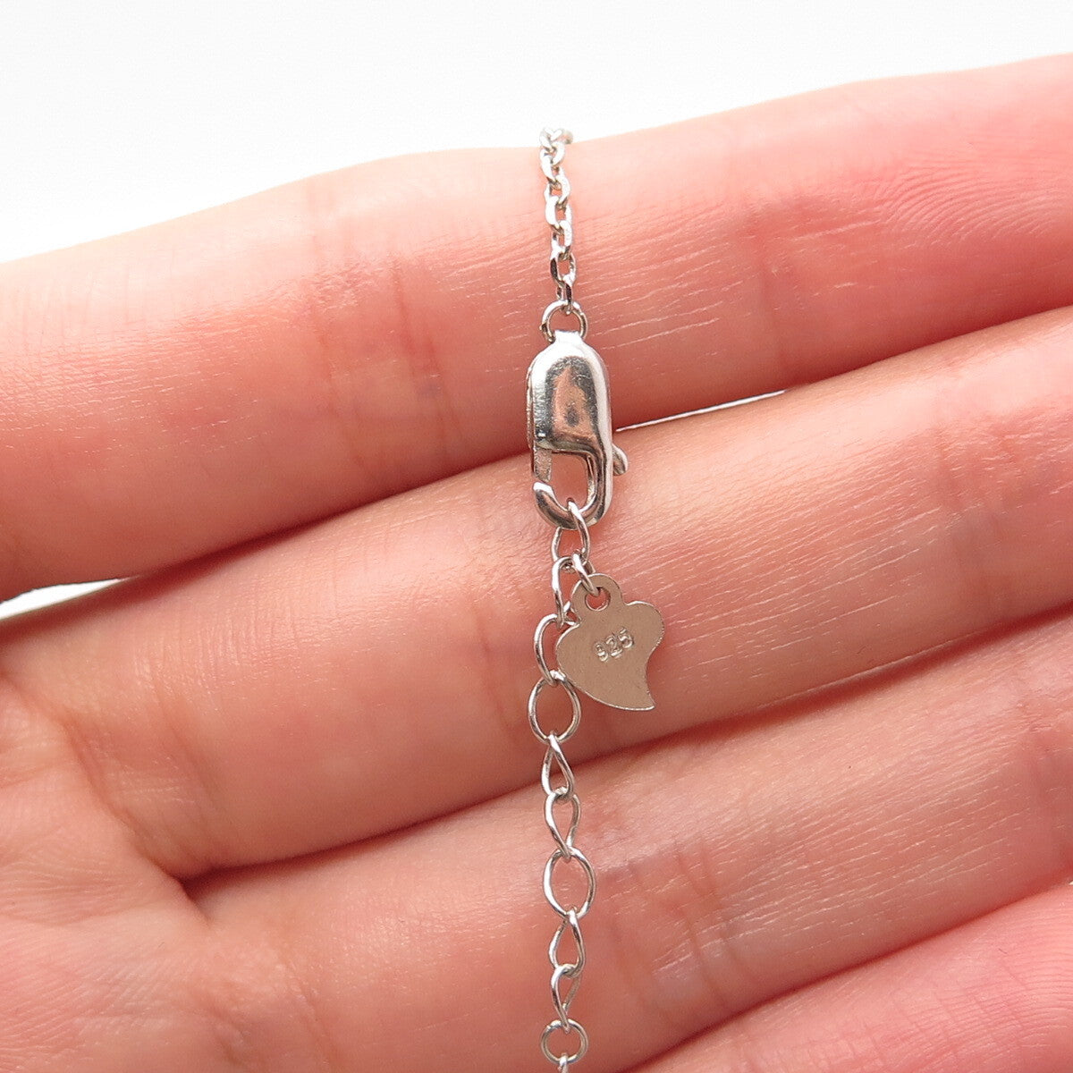 925 Sterling Silver Prizm C Z Skull Charm Cable Link Bracelet 8.5"
