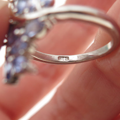 Chuck Clemency 925 Sterling Silver Real Marquise-Cut Tanzanite Ring Size 5.25