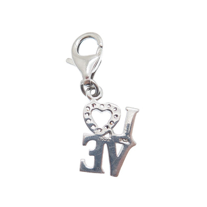 925 Sterling Silver Round-Cut C Z Love Lobster Lock Charm Pendant