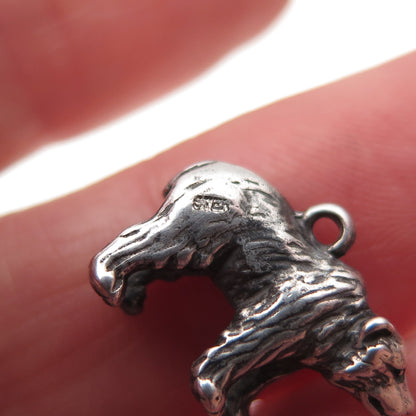 925 Sterling Silver Vintage Bear Oxidized 3D Mini Charm Pendant