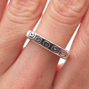 Lisa Jenks 925 Sterling Silver Vintage Modernist Bar Oxidized Ring Size 6.75