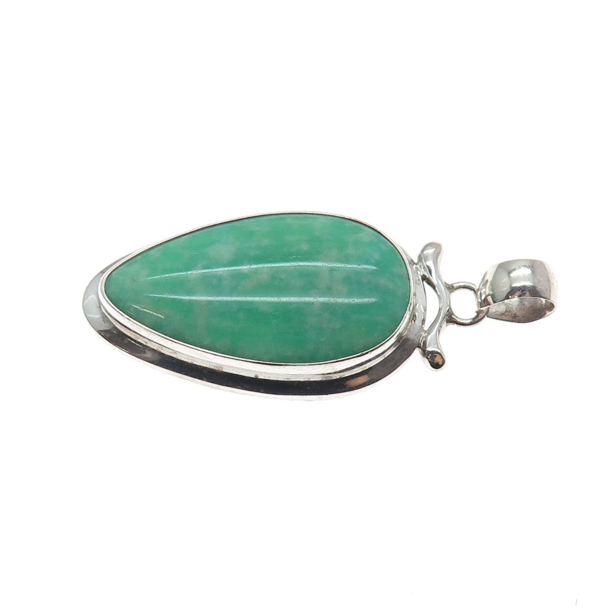 925 Sterling Silver Vintage Real Amazonite Modernist Pendant